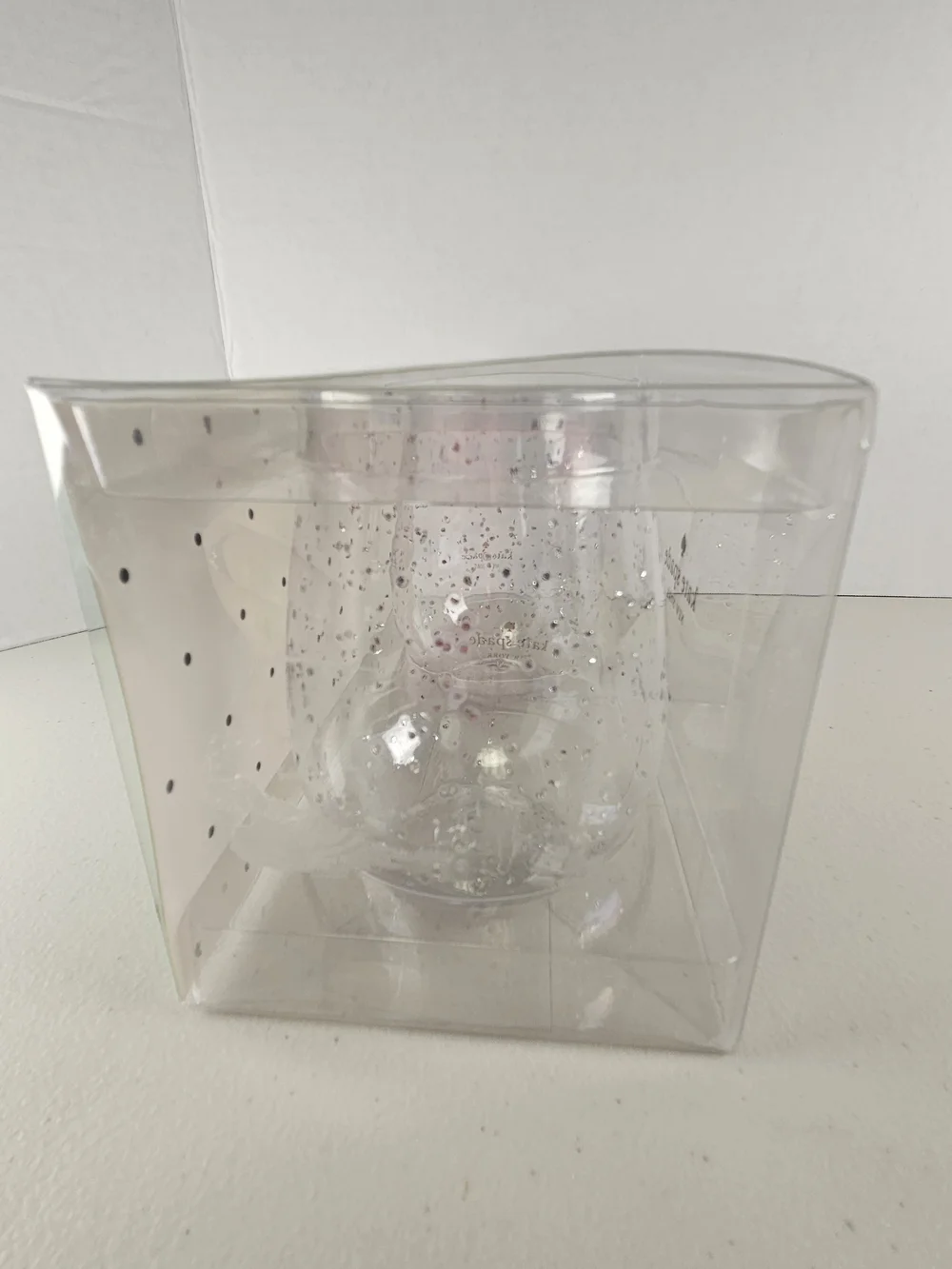 kate spade Silver Glitter Clear Wine Glass Set Of Two 18 Oz Acrylic Glass